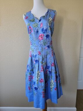 rsvp by Talbots Floral Fit & Flare Dress In Periwinkle, Size 10
